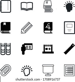 education vector icon set such as: blank, sharp, directory, ruler, note, blackboard, attachment, yellow, calculate, chart, graph, web, clip, modern, paperclip, educate, bookstore, style, abc, side