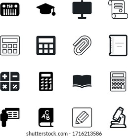 education vector icon set such as: degree, student, achievement, learn, fun, shape, music, question, drawing, orange, research, hat, start, bookmark, view, microscope, lesson, group, organizer