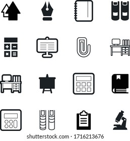 conjunto de iconos del vector de educación como: zoom, publicar, en blanco, nib, copybook, información, lista, caligrafía, grupo, diario, espiral, firma, investigación, medicina, tinta, lente, electrónica, papel