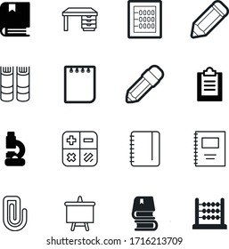 Symbol für die Vektorillustration im Bildungsbereich wie: Mikroskop, Stuhl, Digital, Job, Analyse, Füllung, Verzeichnis, Computer, Innen, Magazin, Lesen, Taschenrechner, Schreib, Display, Metall, Checkliste, elektronisch, wissenschaftlich