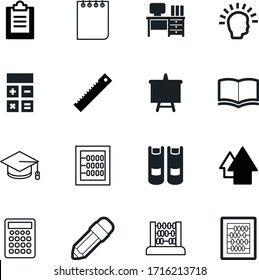 conjunto de iconos del vector de educación como: ordenador, cuaderno, tiza, universidad, maestro, espiral, dirección, lápiz, academia, cheque, diagrama, diploma, moderno, presentación, mesa, arriba, idea, imaginación, herramienta