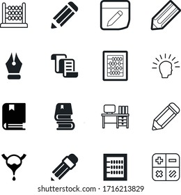 education vector icon set such as: calligraphy, fountain, rounded, biology, female, diploma, display, calculator, red, financial, contract, job, silhouette, desk, workplace, start, blue, imagination
