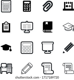 education vector icon set such as: mathematical, mobile, publication, sharp, form, abacus, academy, comfortable, mortarboard, publishing, silhouette, yellow, list, singer, clipboard, report, smart