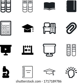 education vector icon set such as: idea, lightbulb, computer, text, electronic, workplace, graduating, old, educate, medical, analysis, wooden, keyboard, paperclip, microscope, count, creativity