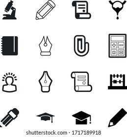 education vector icon set such as: old, brain, notebook, digital, female, diary, view, note, solution, writer, imagination, mathematical, spiral, scientific, zoom, idea, notepad, master, microscope