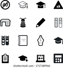 education vector icon set such as: keyboard, textbook, note, copybook, nib, calculate, diary, crossing, write, speed, party, children, interior, old, toys, prohibition, pencil, detail, desk