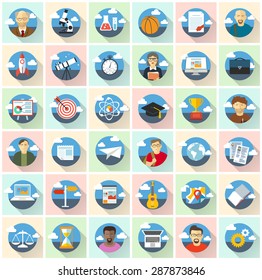 Education vector icons. Flat design vector set.