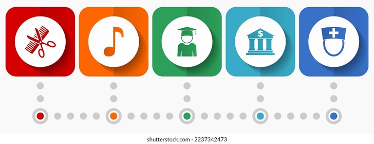 Education vector icons, learning flat design web buttons collection, business concept infographic template