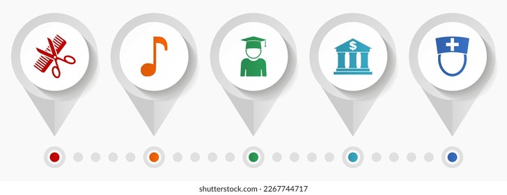 Education vector icons, learning flat design web pointers collection, business concept infographic template