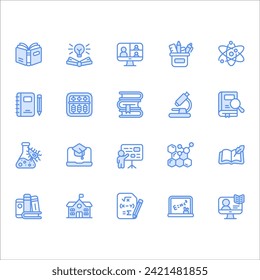 Education vector icons with lineal color style