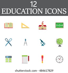 Education vector icons set, colorful solid symbol collection, school pictogram pack isolated on white, pixel perfect logo illustration