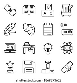 Education vector icons set, in flat design education, school, Collection of modern pictograms and university with elements for mobile concepts and web apps.