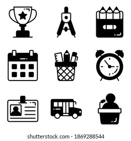 Education vector icons set, in flat design education, school, Collection of modern pictograms and university with elements for mobile concepts and web apps.