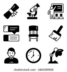 Education vector icons set, in flat design education, school, Collection of modern pictograms and university with elements for mobile concepts and web apps.
