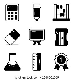 Education vector icons set, in flat design education, school, Collection of modern pictograms and university with elements for mobile concepts and web apps.