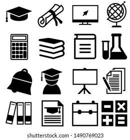 Education vector icons set. Education icon. Study illustration symbol collection.