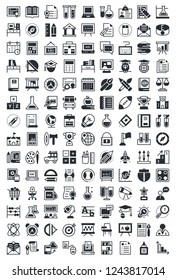 education vector icons set, modern solid symbol collection