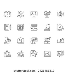 Education vector icons with thin line style