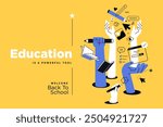 Education. Vector illustration banner of education, learning, back to school, online course and training, distance education and e-learning.