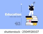 Education. Vector illustration banner of education, learning, back to school, online course and training, distance education and e-learning.