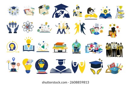 Education. Vector illustration banner of education, learning, back to school, book, and training, education university, graduate, student 