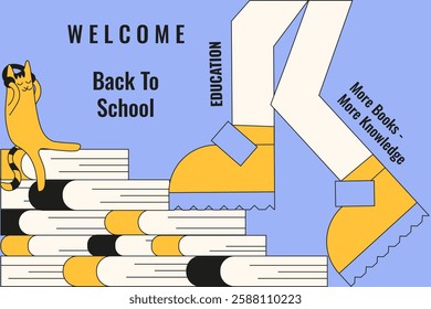 Education vector illustration banner template design. Perfect Back to School background. Training distance online learning theme. E-learning concept for banner poster flyer cover EPS 10	