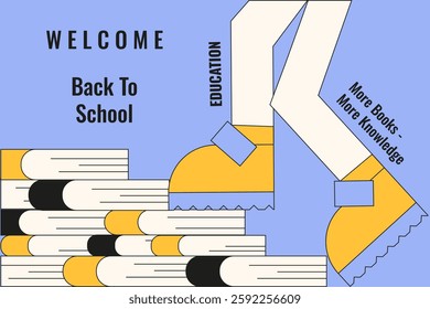 Education vector illustration banner template design. Perfect Back to School background. Training distance online learning theme. E-learning concept for banner poster flyer cover EPS 10	
