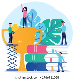 Education vector illustration. The concept of learning knowledge. Schools, universities and colleges. The rate of personal growth and development reaches the best intelligence, teachers and students.