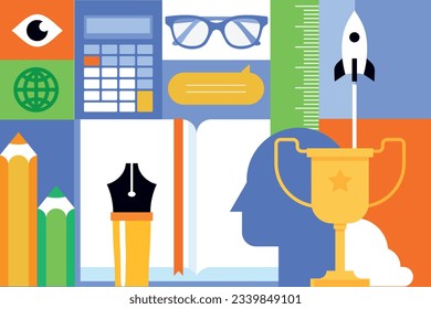 Bildung. Vektorgrafik-Konzepte für Grafik- und Web-Design, Business-Präsentation, Marketing und Print-Material. Zurück zur Schule.