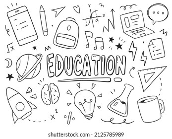 Bildung, Vektorgrafik. Zeichnen von Doodle-Design