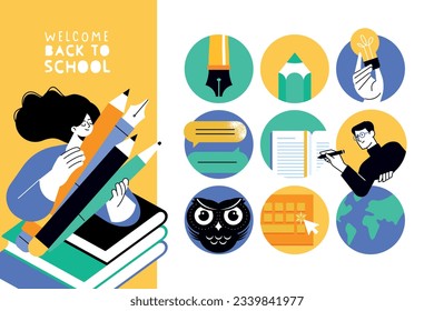 Education. Vector illustration for graphic and web design, business presentation, marketing and print material. Back to school.