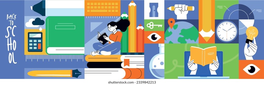 Education. Vector illustration for graphic and web design, business presentation, marketing and print material. Back to school.