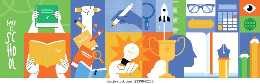 Education. Vector illustration for graphic and web design, business presentation, marketing and print material. Back to school.