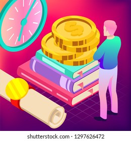 Education. Vector illustration of online learning concept. School, future technology, e-learning.