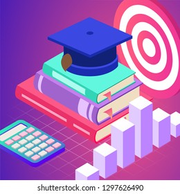 Education. Vector illustration of online learning concept. School, future technology, e-learning.
