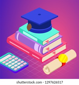 Education. Vector illustration of online learning concept. School, future technology, e-learning.