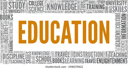 Education vector illustration word cloud isolated on a white background.
