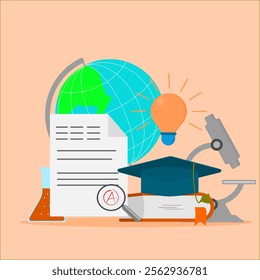 Education. Vector illustrations for graphic and web design, business presentations, marketing. Back to school. Distance education, online learning. Flat style vector.