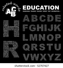 EDUCATION. Vector letter collection. Wordcloud illustration.