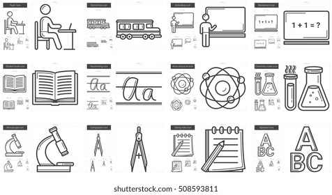 Bildung, Vektorgrafik Symbol einzeln auf weißem Hintergrund. Bildungs-Line-Symbol für Infografik, Website oder App. Skalierbares Symbol, das auf einem Gittersystem entworfen wurde.
