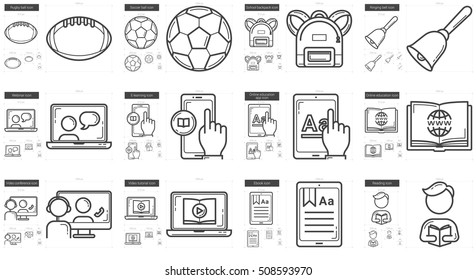 Education vector line icon set isolated on white background. Education line icon set for infographic, website or app. Scalable icon designed on a grid system.