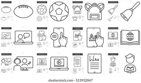 Education vector line icon set isolated on white background. Education line icon set for infographic, website or app. Scalable icon designed on a grid system.