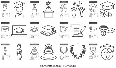 Education vector line icon set isolated on white background. Education line icon set for infographic, website or app. Scalable icon designed on a grid system.