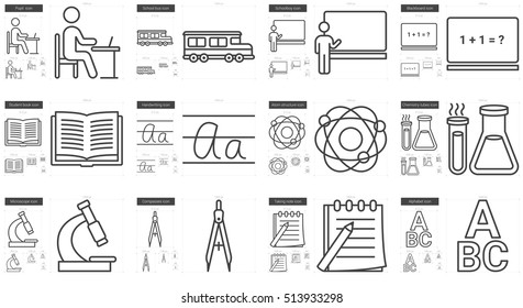 Education vector line icon set isolated on white background. Education line icon set for infographic, website or app. Scalable icon designed on a grid system.