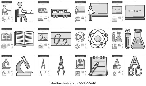 Education vector line icon set isolated on white background. Education line icon set for infographic, website or app. Scalable icon designed on a grid system.