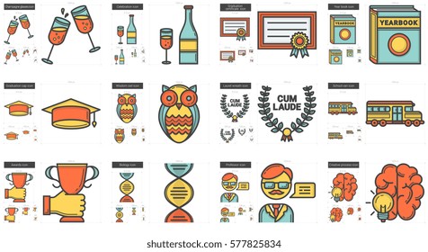 Education vector line icon set isolated on white background. Education line icon set for infographic, website or app. Scalable icon designed on a grid system.
