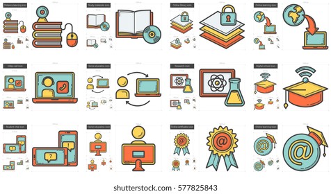 Education vector line icon set isolated on white background. Education line icon set for infographic, website or app. Scalable icon designed on a grid system.