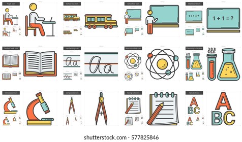 Education vector line icon set isolated on white background. Education line icon set for infographic, website or app. Scalable icon designed on a grid system.