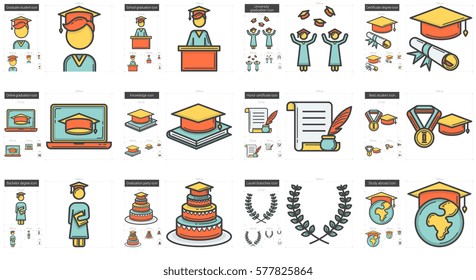Education vector line icon set isolated on white background. Education line icon set for infographic, website or app. Scalable icon designed on a grid system.