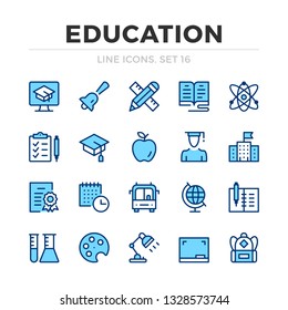 Education vector line icons set. Thin line design. Outline graphic elements, simple stroke symbols. Education icons